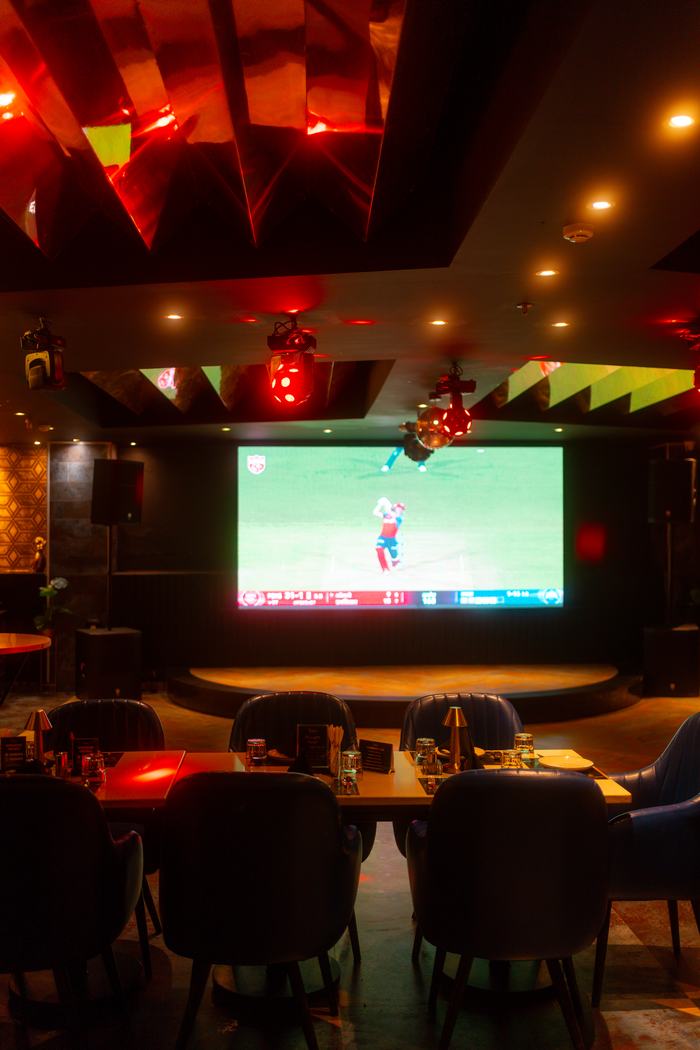 The big screen at Bellers on a match night