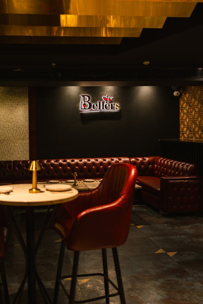 The Bellers room, its sign above the banquettes