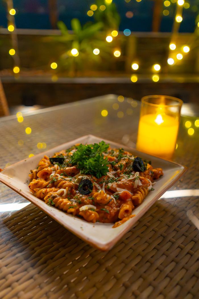 Dinner on the terrace by candlelight