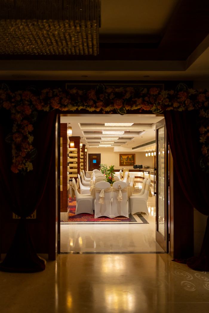 The floral entrance to the hall