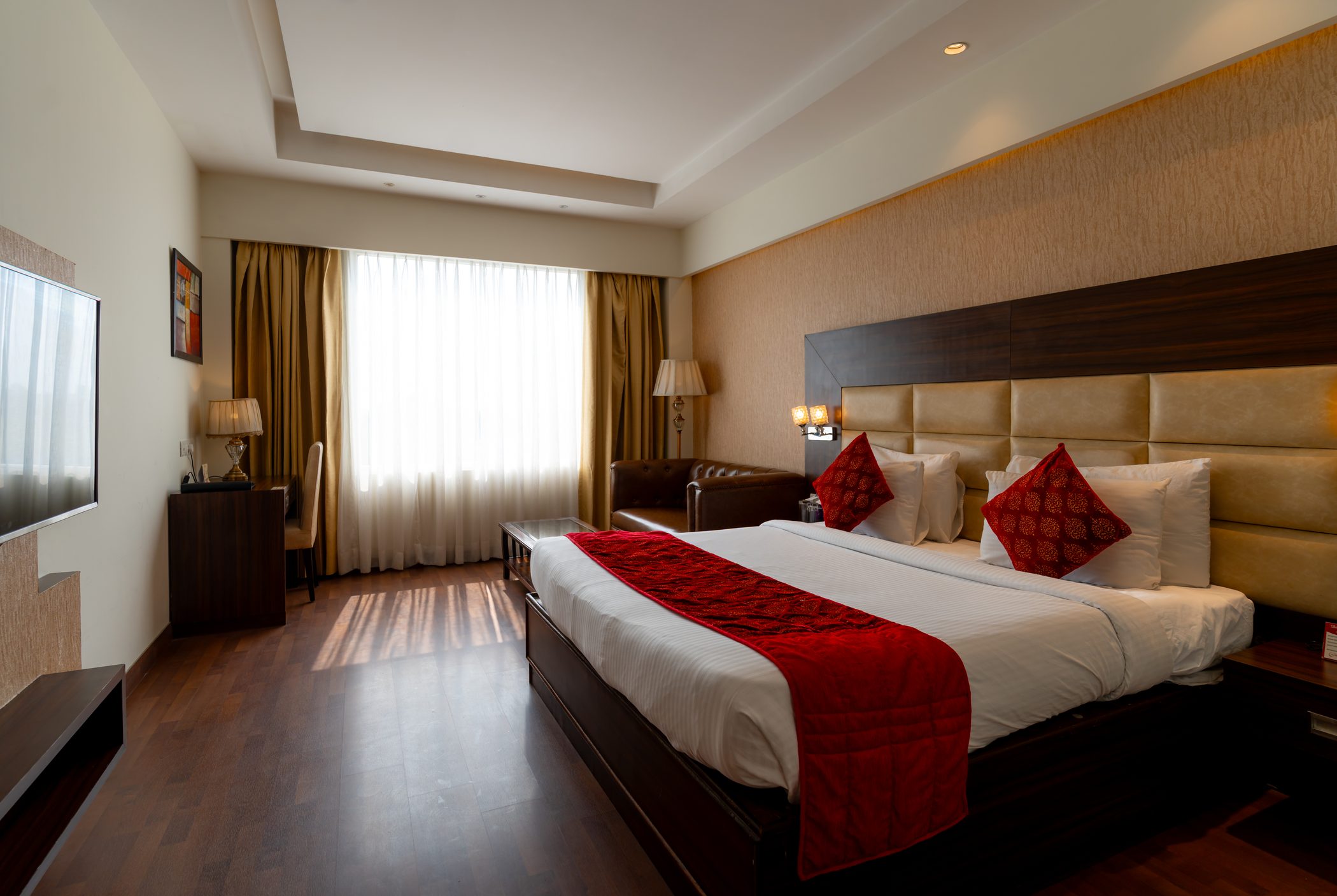 A Twin Room, both beds made up beside the window